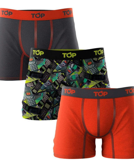 PACK 3 BOXER TOP MICROFIBRA ESTAMPADO - BONZER