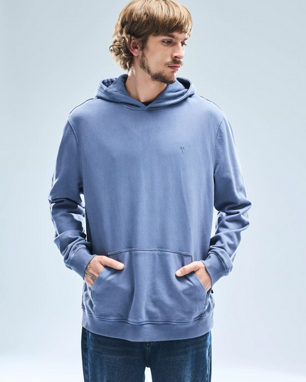 Polerón FOSTER poleron foster hoodie canguro lavado en color azul