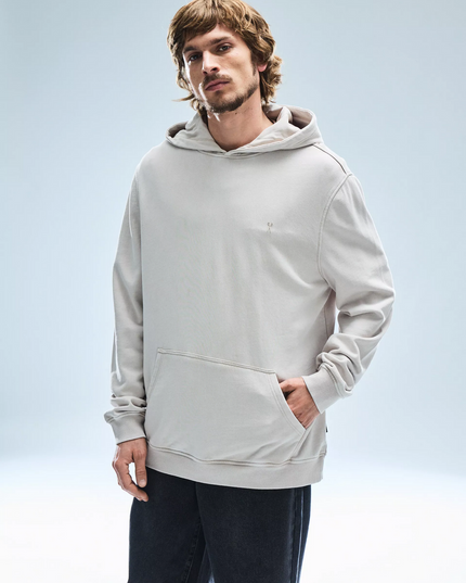 Polerón FOSTER poleron foster hoodie canguro lavado en color blanco