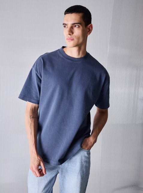 Polera FOSTER polera foster oversize lavada en color azul oscur