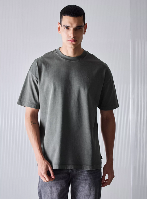 Polera FOSTER polera foster oversize lavada en color verde clar