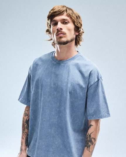 Polera FOSTER polera foster crop lavada en color azul claro