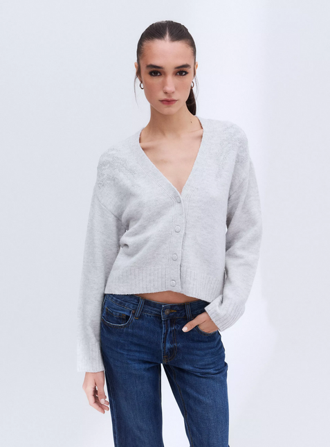 Chaleco Foster Intarsia en color gris claro.