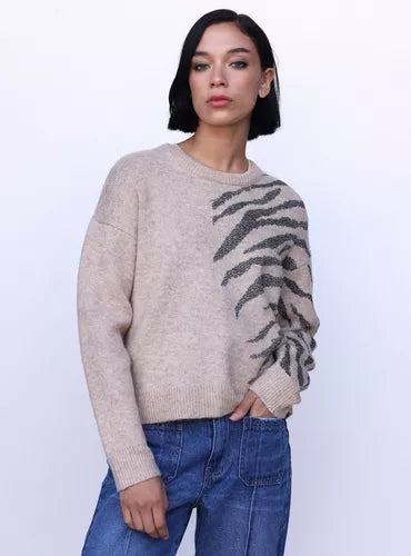Accesorio FOSTER sweater foster animal lurex en color cafe claro